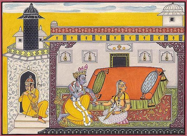 exotic india Krishna Pursuing Heroine (A Folio from Nayika-Bheda )