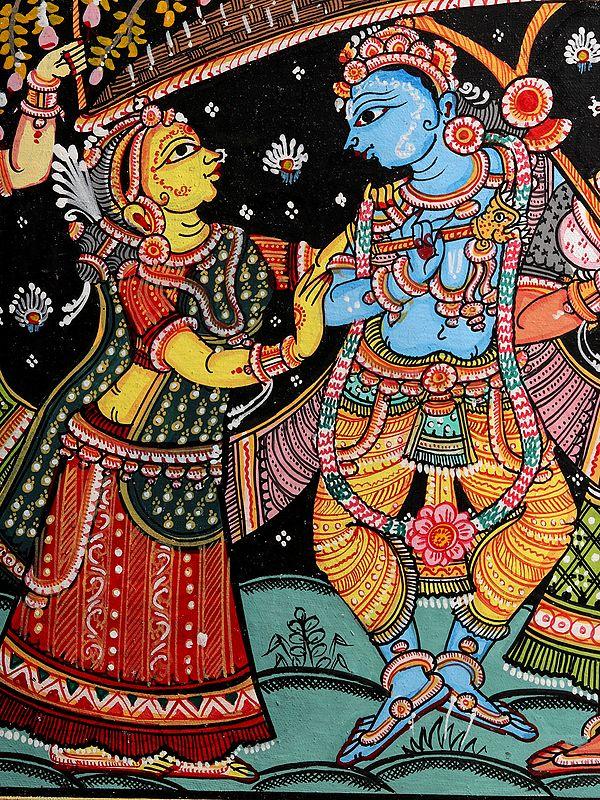 Exotic India Krishna With Gopis | Patachitra Painting