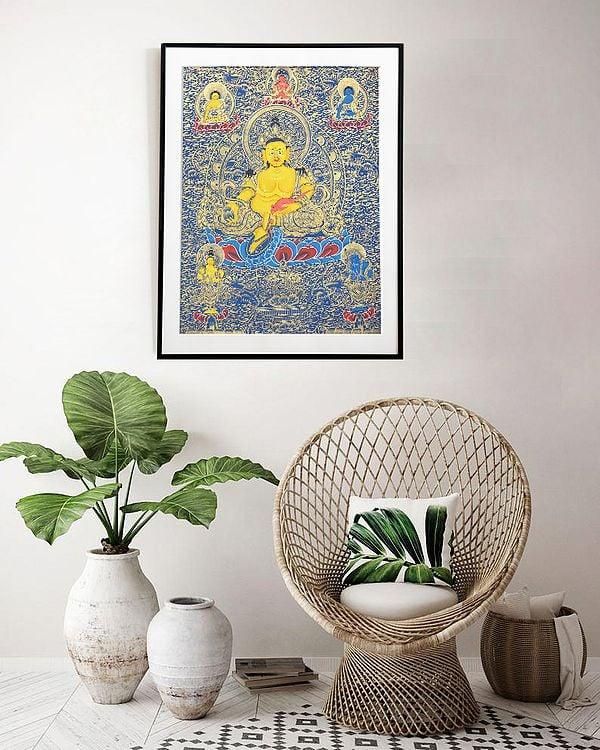 Exotic India Kubera -The Tibetan Buddhist God Of Wealth (Thangka Without Brocade) 