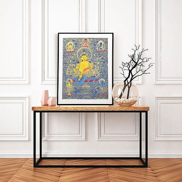 Exotic India Kubera -The Tibetan Buddhist God Of Wealth (Thangka Without Brocade) 