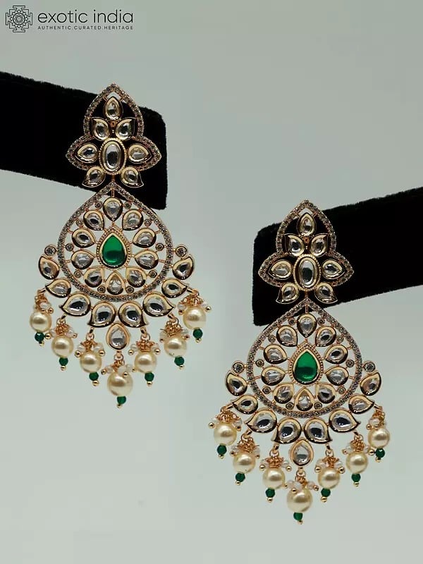 Exotic India Kundan Necklace Set In Heavy Look With Mangtika And Beautiful Earrings