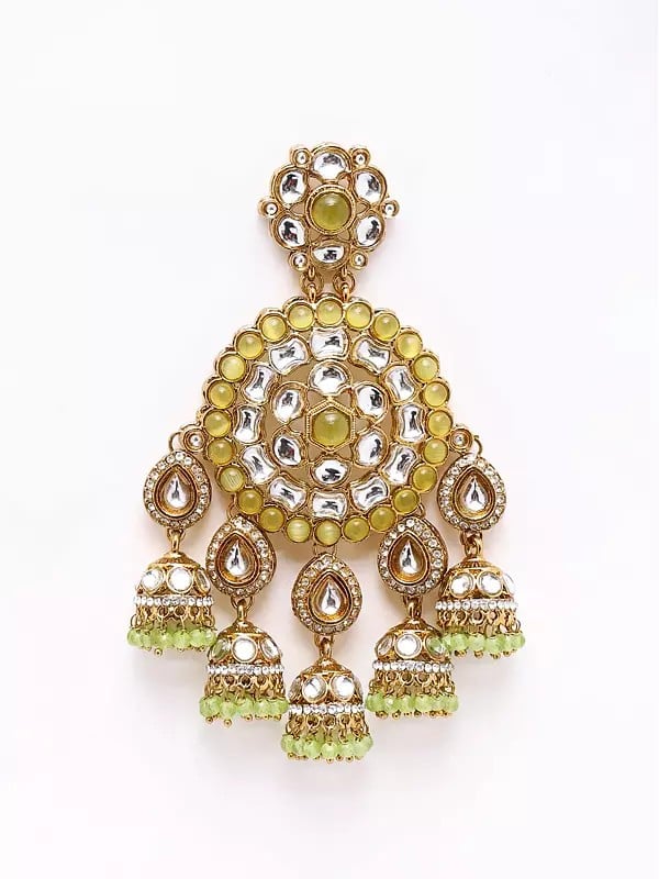 Exotic India Kundan Studded Chandbali With Drop Beads