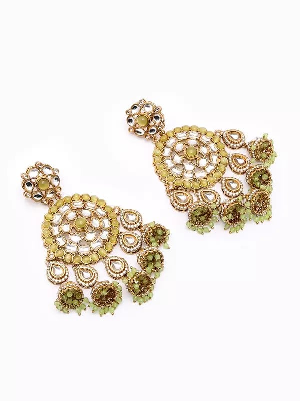 Exotic India Kundan Studded Chandbali With Drop Beads