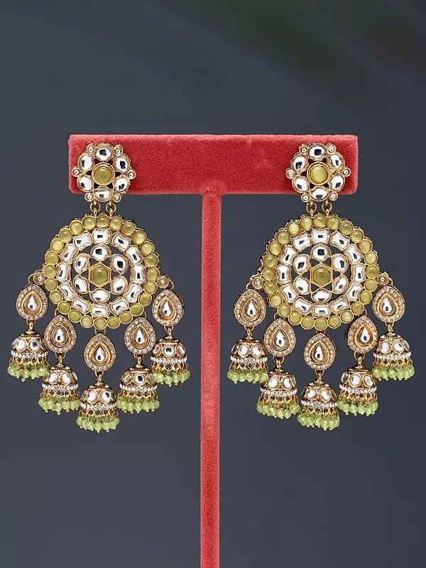 Exotic India Kundan Studded Chandbali With Drop Beads