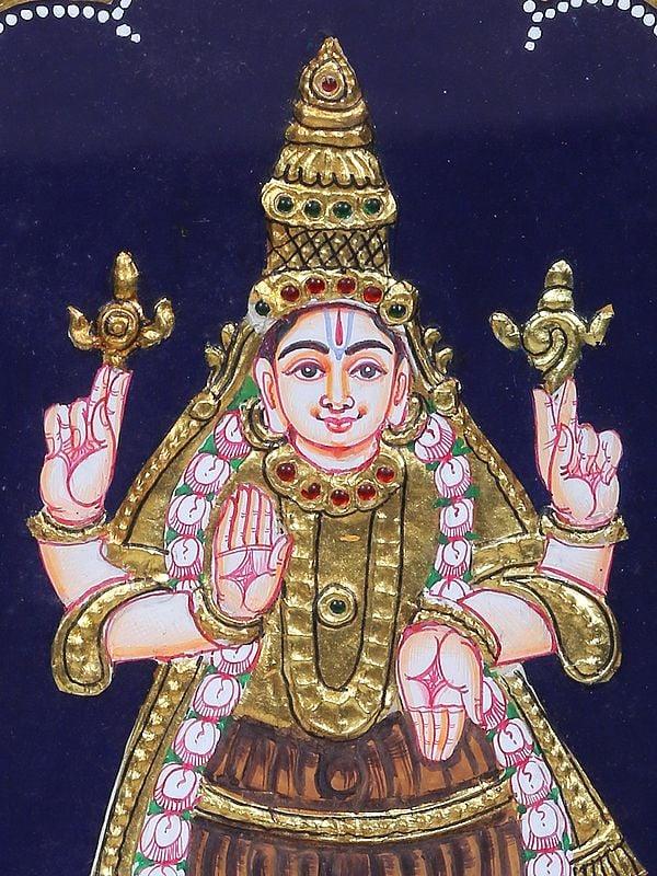 Exotic India Kurma Avatar Of Lord Vishnu Tanjore Painting | Traditional Colors With 24 Karat Gold | With Frame 
