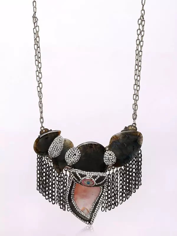 Exotic India Labradorite Double Strand Necklace With Mother Of Pearl 