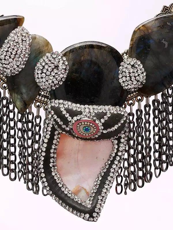 Exotic India Labradorite Double Strand Necklace With Mother Of Pearl 