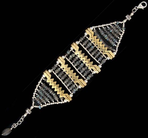 exotic india Labradorite Gold Plated Zig-Zag Bracelet