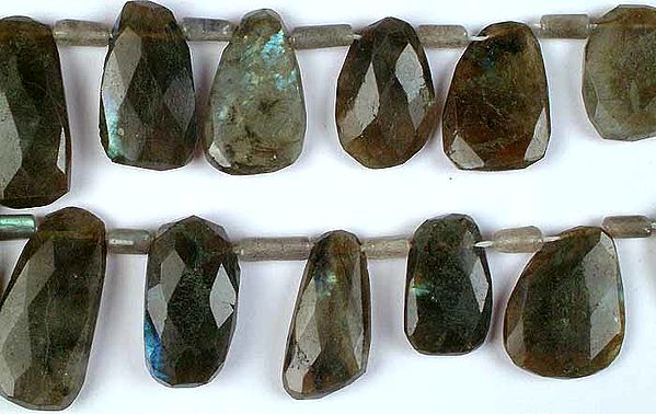exotic india Labradorite Side-Drilled Faceted Tumbles with Tubes 