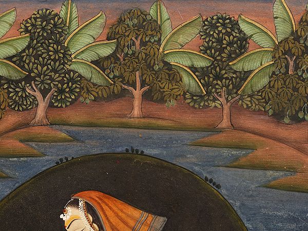 Exotic India Lady Worshipping ShivLing | Watercolor Painting On Paper 
