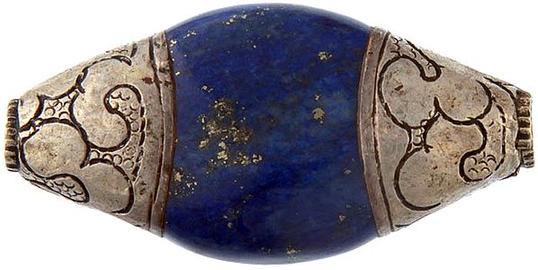 exotic india Lapis Beads with Silver Caps (Price Per Piece)