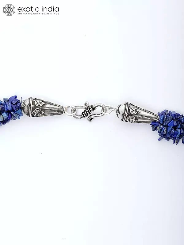 Exotic India Lapis Lazuli And Clear Quartz Chips Necklace 