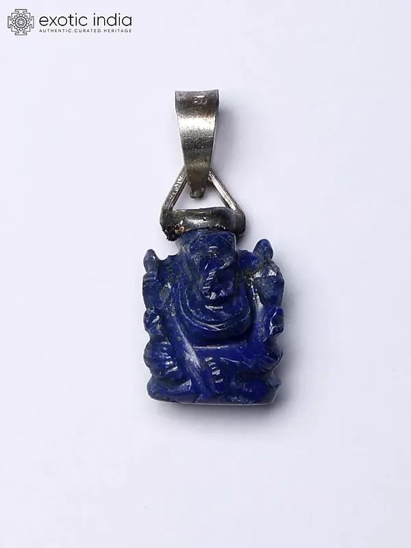 Exotic India Lapis Lazuli Gemstone Bhagawan Ganesha Pendant