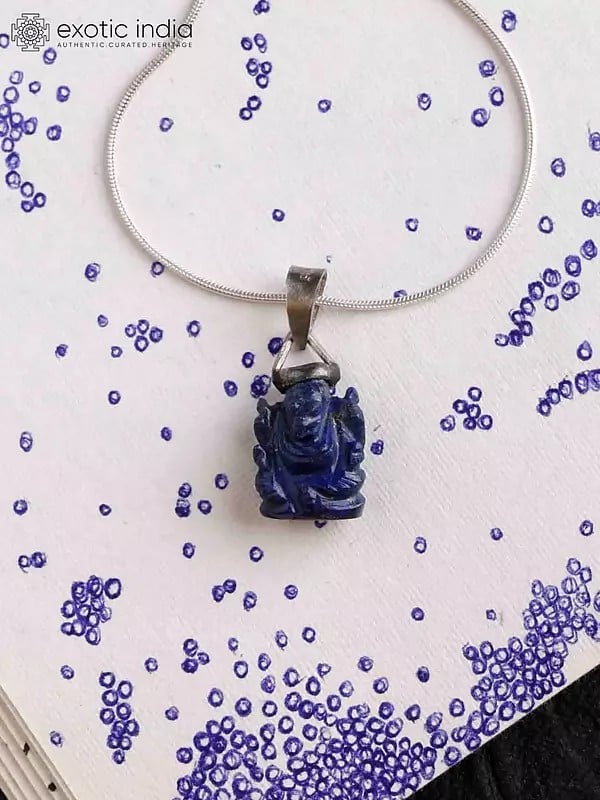 exotic india Lapis Lazuli Gemstone Bhagawan Ganesha Pendant 