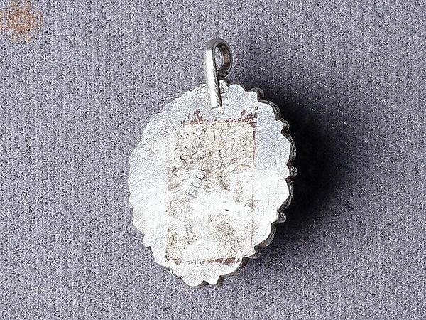 Exotic India Lapis Lazuli Multi Stone Silver Pendant