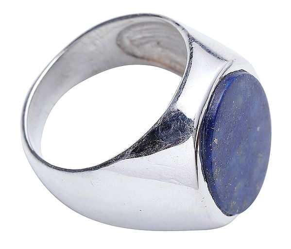Exotic India Lapis Lazuli Oval Finger Ring | Sterling Silver Finger Rings 