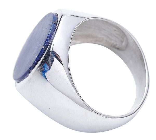 Exotic India Lapis Lazuli Oval Finger Ring | Sterling Silver Finger Rings 