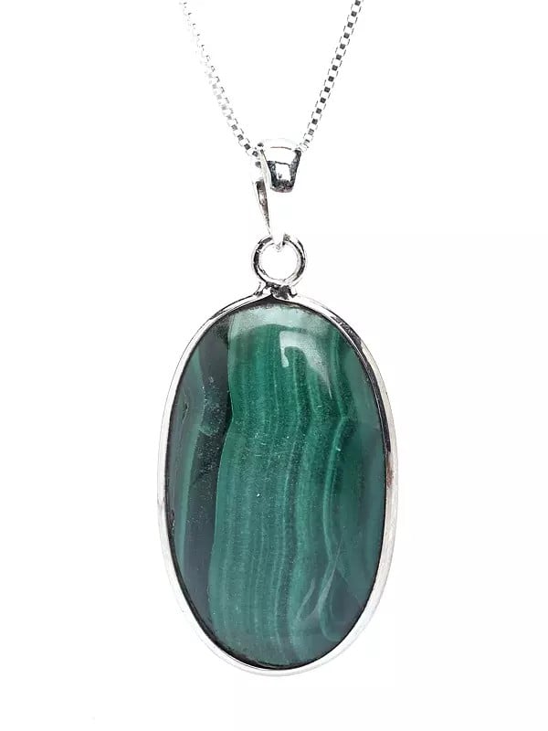 Exotic India Lapis Lazuli Pendant With Malachite On Reverse (Two Sided Pendant) 