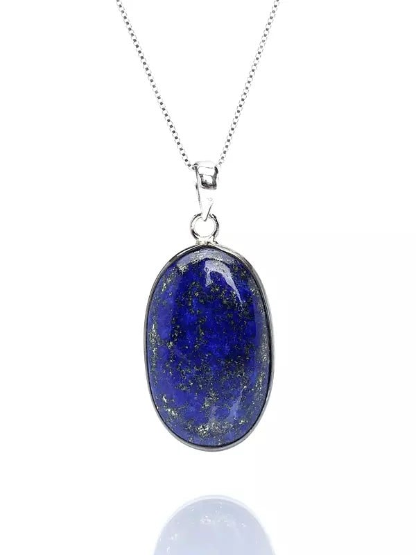 exotic india Lapis Lazuli Pendant with Malachite on Reverse (Two Sided Pendant) 