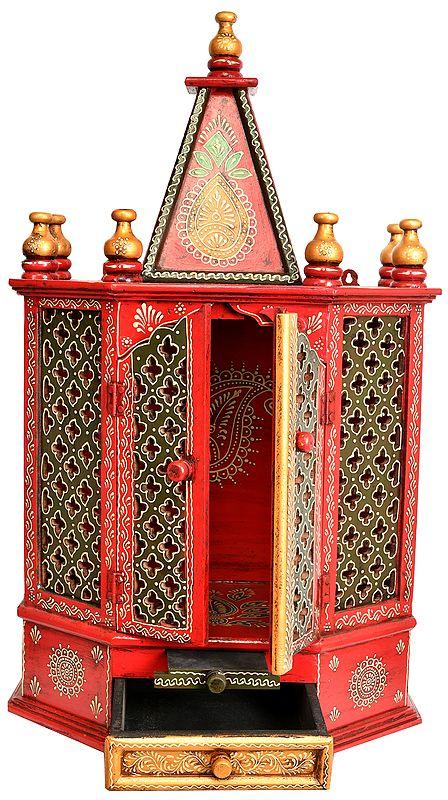 Exotic India Large Size Decorated Temple With Doors 