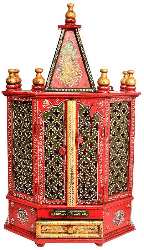 exotic india Large Size Decorated Temple with Doors 