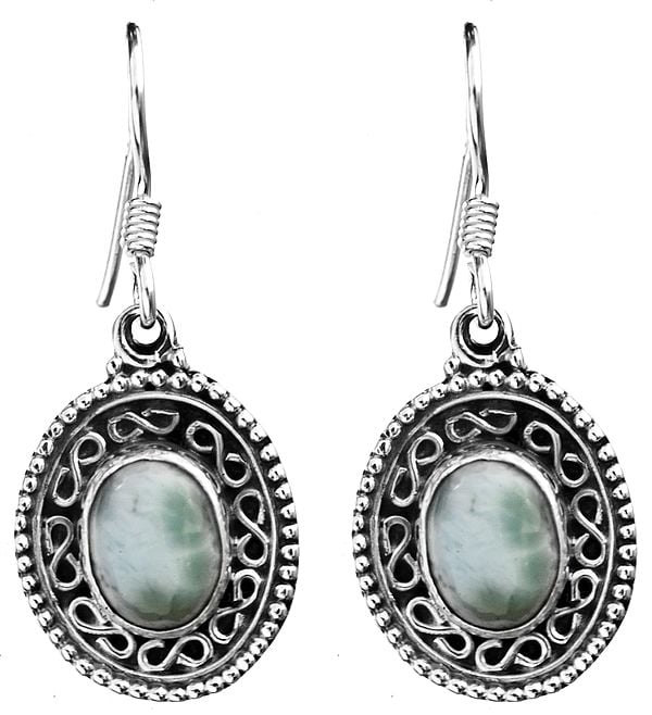 exotic india Larimar Oval Earrings | Sterling Silver Jewelry 