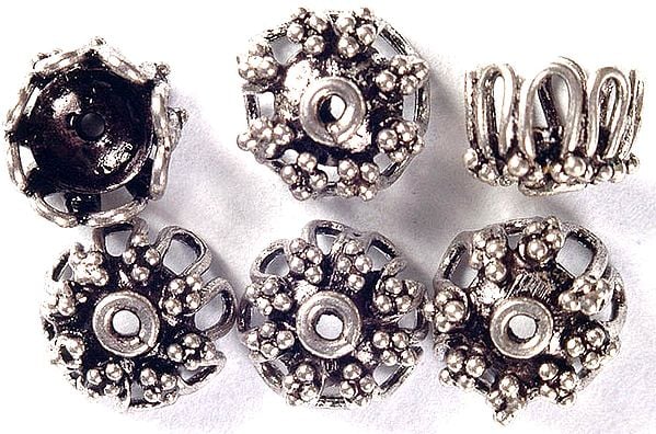 exotic india Lattice Caps with Granulation and Wirework (Price Per Pair)