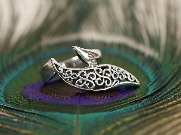 exotic india Leaf-Shaped Adjustable Ring | Sterling Silver Rings 