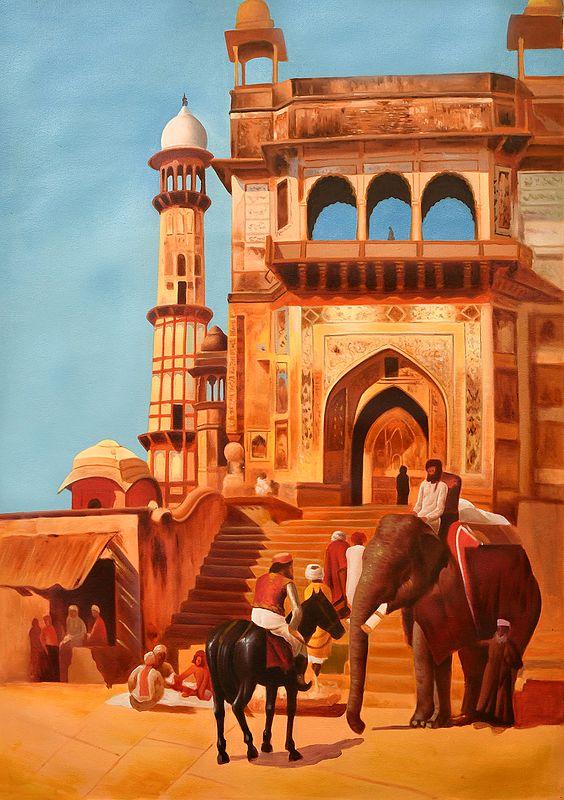 exotic india Life Goes On Afore The Gate Of Jama Masjid 
