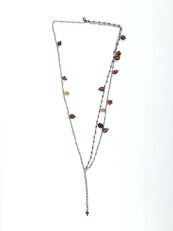 exotic india Long Sterling Silver Necklace with Gemstone