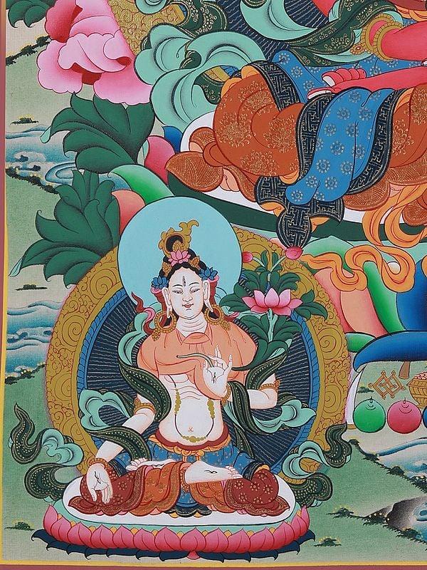 Exotic India Lord Aparmita Buddha Hand-Painted | Brocadeless Thangka Painting 
