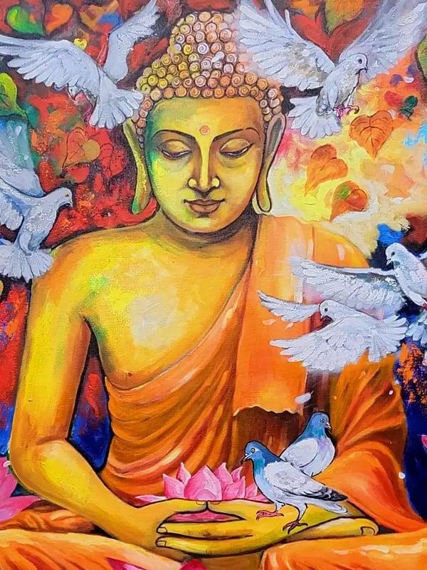 Exotic India Lord Buddha In Dhyan Mudra | Acrylic On Canvas | By Arjun Das 