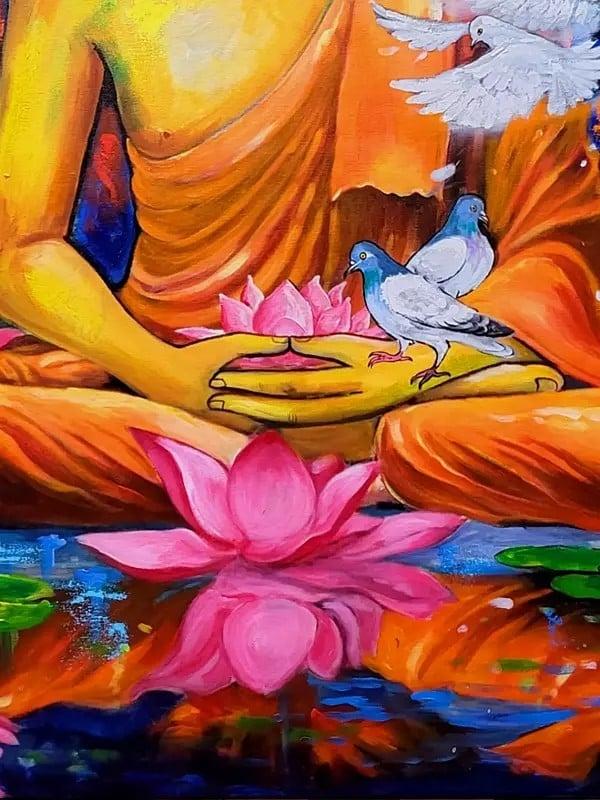 Exotic India Lord Buddha In Dhyan Mudra | Acrylic On Canvas | By Arjun Das 