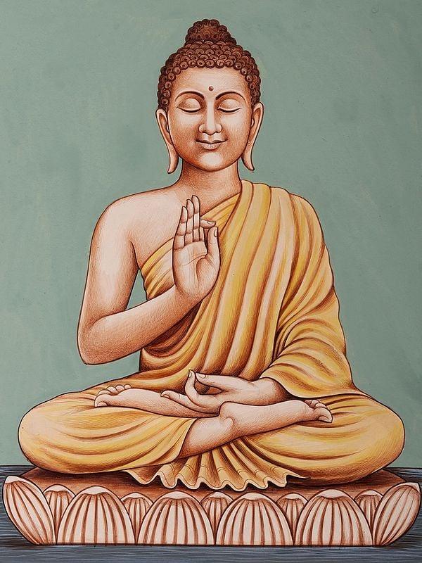 Exotic India Lord Buddha In Vitark Mudra | Watercolor Painting 