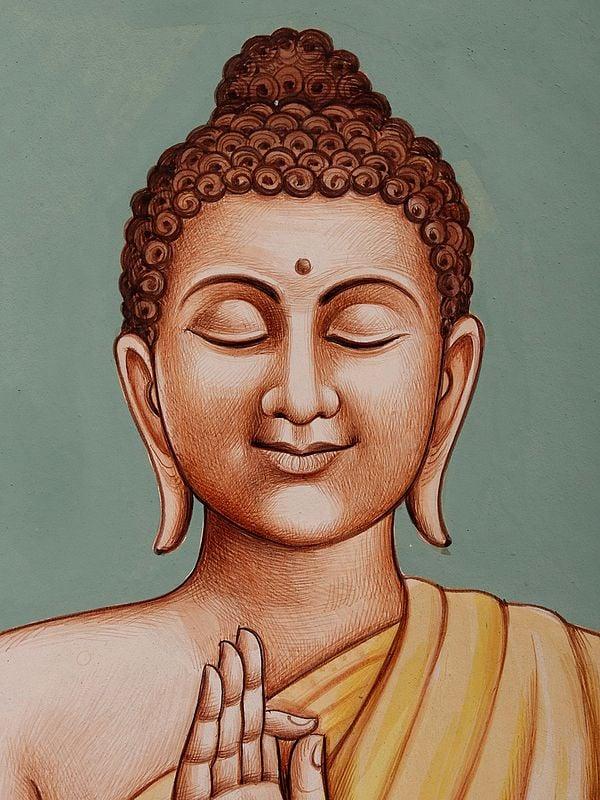 Exotic India Lord Buddha In Vitark Mudra | Watercolor Painting 