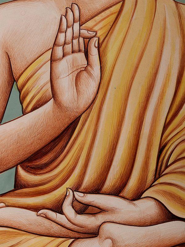 Exotic India Lord Buddha In Vitark Mudra | Watercolor Painting 
