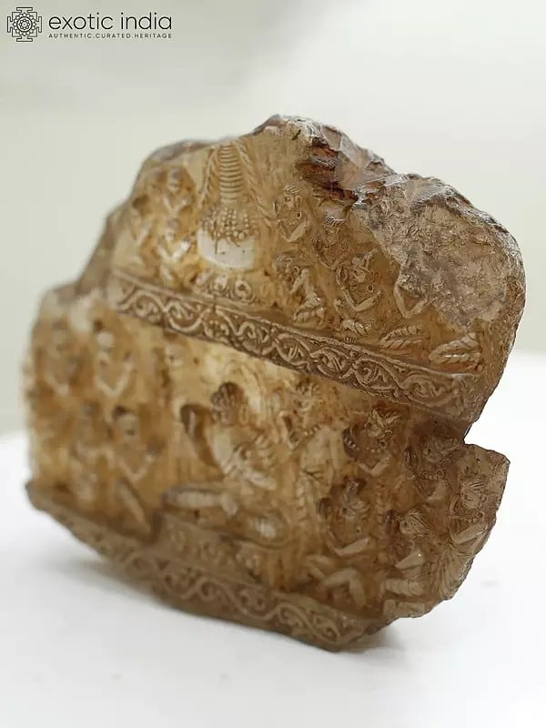 Exotic India Lord Buddha Life Story Carved On Natural Crystal Stone 