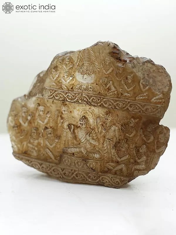 Exotic India Lord Buddha Life Story Carved On Natural Crystal Stone 
