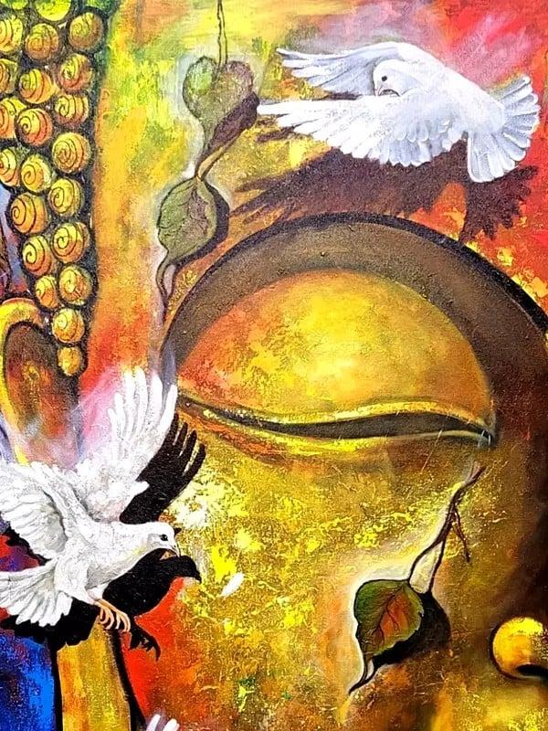 Exotic India Lord Buddha With Bird | Acrylic On Canvas | By Arjun Das 