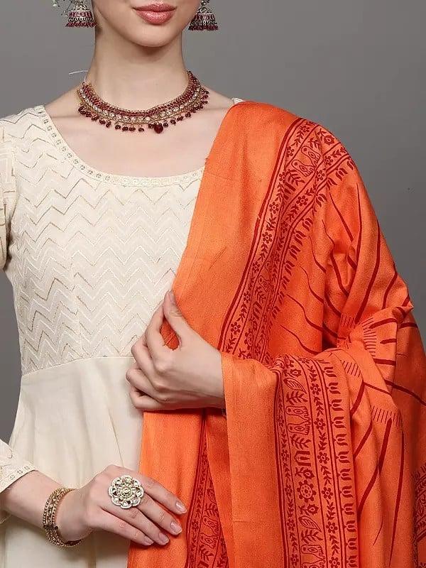 Exotic India Lord Ganapati Printed Prayer Shawl | Hand Crafted Religious Clothes