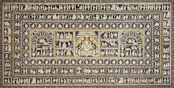 exotic india Lord Ganesha and His Lilas (A Masterpiece) 