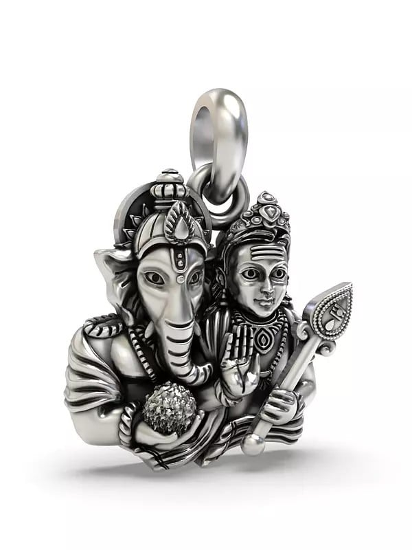 Exotic India Lord Ganesha And Lord Kartikeya Pendant