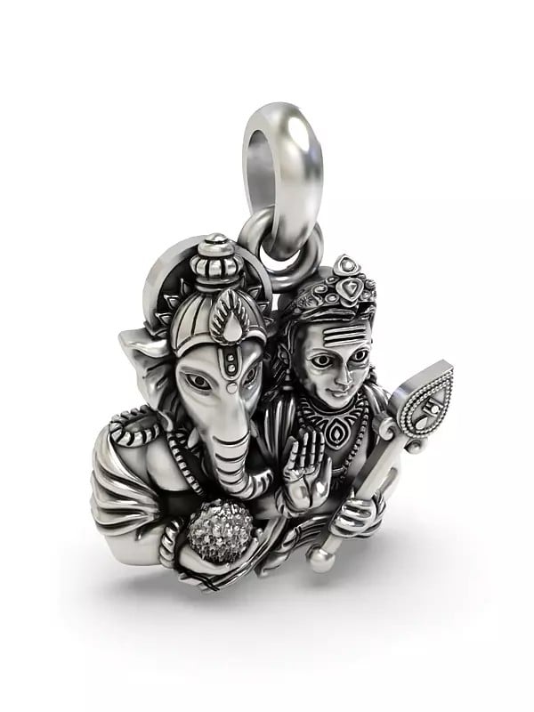 Exotic India Lord Ganesha And Lord Kartikeya Pendant