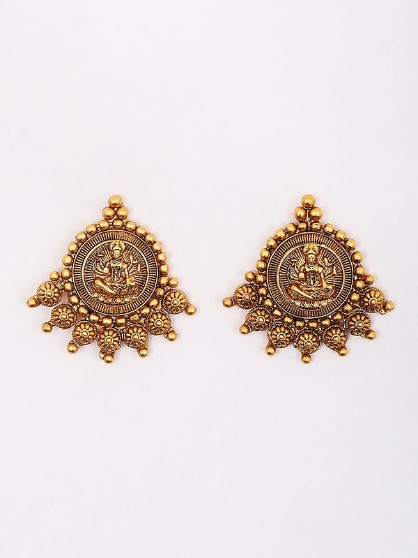 Exotic India Lord Ganesha Goddess Laxmi Temple Necklace And Earrings Set 