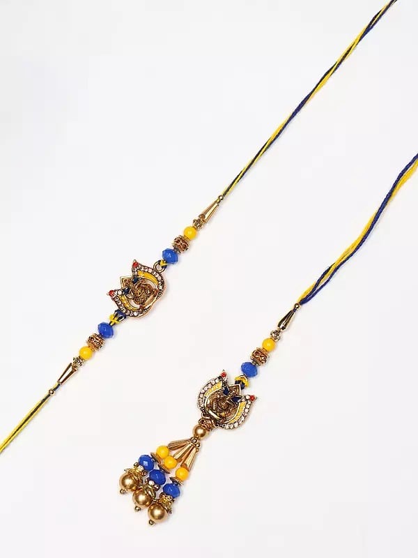 Exotic India Lord Ganesha Lotus Design Bhaiya Bhabhi Rakhi 