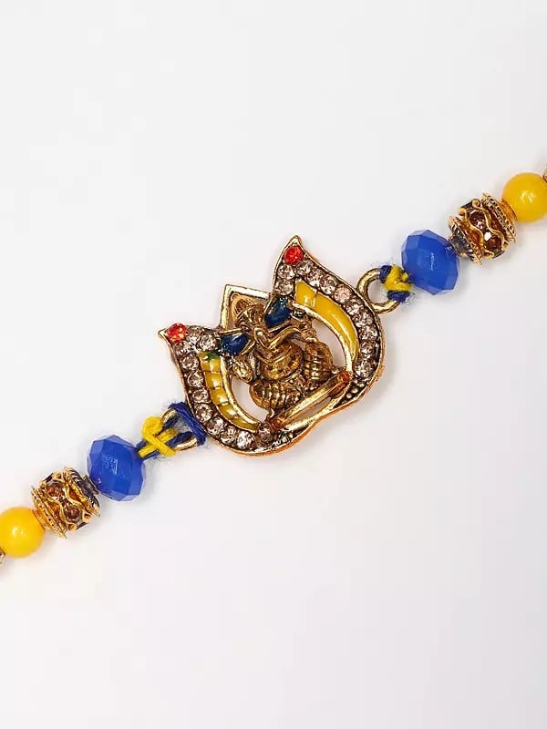 Exotic India Lord Ganesha Lotus Design Bhaiya Bhabhi Rakhi 