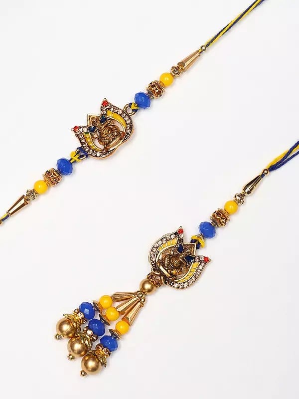 exotic india Lord Ganesha Lotus Design Bhaiya Bhabhi Rakhi 