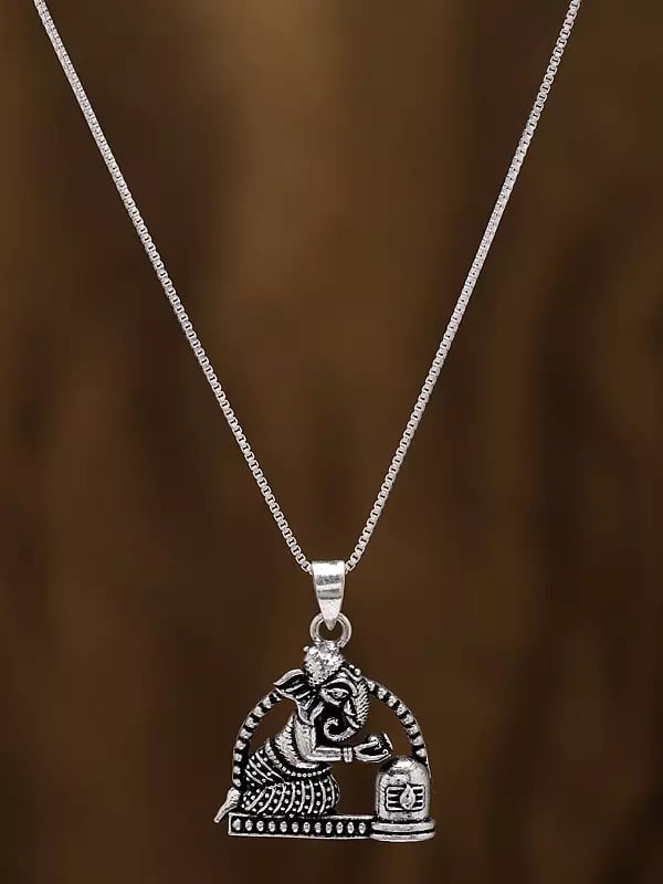 Exotic India Lord Ganesha Pouring Water On Shivalinga Pendant 