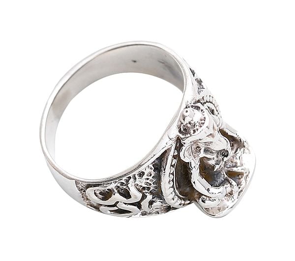 Exotic India Lord Ganesha Sterling Silver Ring | Jewelry With Hindu Symbols And Icons 