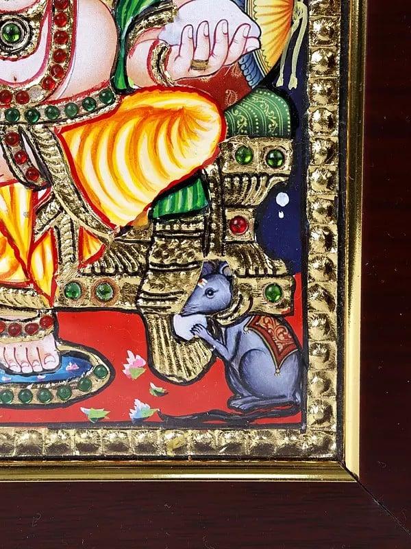 Exotic India Lord Ganesha Tanjore Painting With Frame